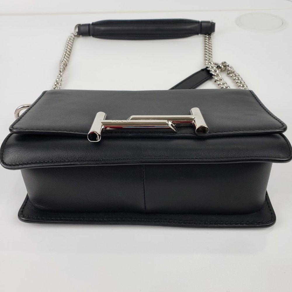 Tod’s Black Leather Double-T Crossbody Bag, Like New - Picture 10 of 13